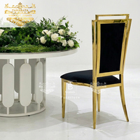 Chaises de luxe modernes pour hôtels, mariages, banquets, location de meubles, chaises en velours noir et métal doré pour événements