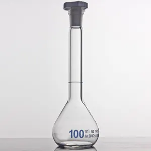 Durabilidade superior & resistência química 100ml flask volumétrico com rolha do chão e rolha plástica