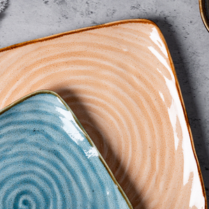 <span class=keywords><strong>Assiette</strong></span> en porcelaine de qualité supérieure P&T, bleu et <span class=keywords><strong>marron</strong></span>, ronde et <span class=keywords><strong>carrée</strong></span>, pour steak, sushi, restaurant, vaisselle de dîner en gros - Product Image 4