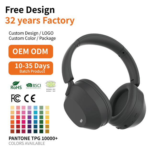 JY-BN665 OEM Wireless Over-ear ANC Noise Cancelling Gaming Headset Dynamic Driver BT5.4 for DJ Sports Travel 50 Hours Battery