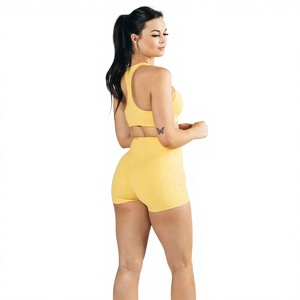 Women Sports Bra <b>Yellow</b> Racerback <b>Crop</b> <b>Top</b> Cutout Fitness Workout Activewear Custom OEM ODM Wholesale Supplier - Product Image 5
