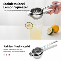 Presse-agrumes manuel en acier inoxydable 304 - Presse-citron renforcé à pression manuelle, extracteur de jus d'orange et de citron vert portable facile à nettoyer