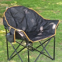 Fauteuil lune pliant portable, rembourré double couche, pour camping et extérieur, avec structure en fer moderne, idéal pour pique-nique et usage extérieur