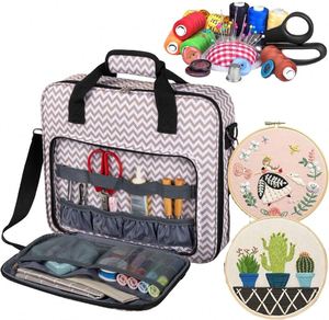 Échantillon gratuit, logo personnalisé, trousse de couture portable à double couche, boîte de couture brodée, accessoires de couture, étui organisateur - Product Image 1