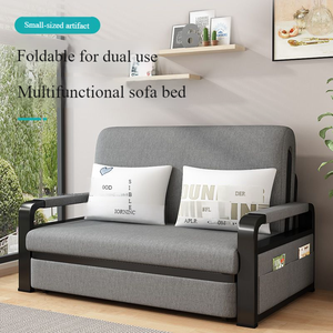 Multifunctional Modern Metal Frame Fabric Folding <strong>Sofa</strong> <strong>Bed</strong> with <strong>Storage</strong> for Apartment Bedroom Hotel Living Room Furniture - Product Image 3