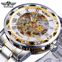 Montre mécanique Winner S1089 avec cadran creux, bracelet en acier étanche, montres automatiques lumineuses pour hommes