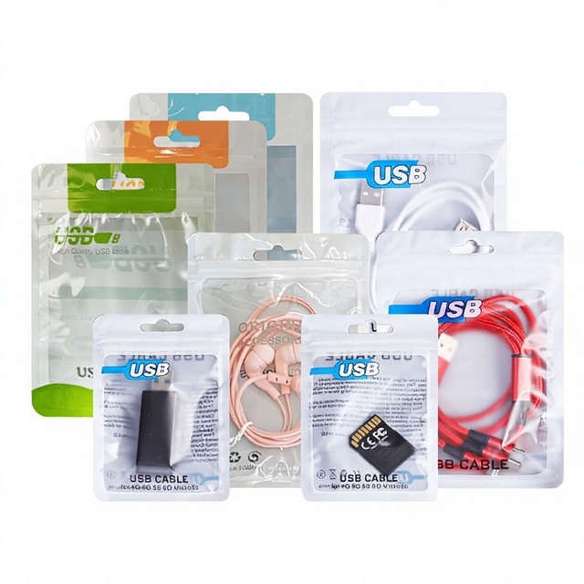 Data Cable Packaging Bag Zip-Lock OPP Composite CPP Printed Two-Tone China for USB Headphone Cable Flash Drive