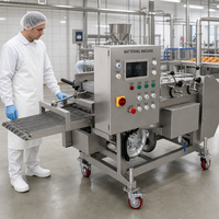 Machine industrielle de trempage et d'enrobage pour la production de galettes de viande et de burgers en ligne de production en usine alimentaire