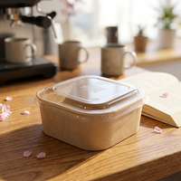 Boîtes alimentaires carrées en papier biodégradables écologiques avec couvercles, contenants à lunch jetables en kraft personnalisables pour la vente à emporter
