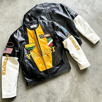 Vestes en cuir bomber personnalisées OEM Streetwear, style High Street, patchwork, broderie, cuir PU, veste de motard pour hommes