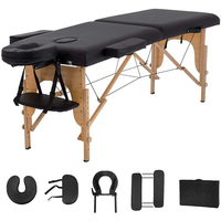 Table de massage pliable de haute qualité à 3 sections, légère, pour usage commercial, avec pieds en bois, design moderne, hauteur réglable, capacité 300 kg