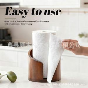 Wooden Upright Minimalist Desktop Paper Towel Holder Round Free <b>Standing</b> For Kitchen And Office Decoration - Product Image 4
