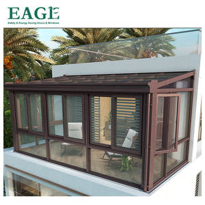 Techo de Cristal Aislante para Terraza, Diseño Moderno Ecológico de Aleación de Aluminio Montado en <span class=keywords><strong>la</strong></span> Pared, Cristal Inclinado, Garantía de 3 Años, Villa EAGLE - Product Image 1