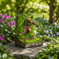 Terrarium carré en mousse stabilisée, écran de présentation de Noël, mini paysage artistique, ornement de bureau en acrylique avec mousse séchée naturelle