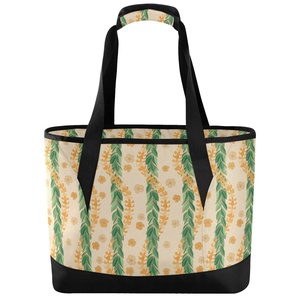 Bolsa Térmica Grande con Cierre de Cremallera Hawaii Maile, Bolsa Reutilizable para Entrega de Alimentos, Bolsa Térmica para Compras con Diseño de Flor Puakenikeni - Product Image 1
