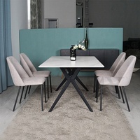 Meubles de maison de haute qualité, ensemble de Table à manger de luxe nordique, en céramique, Table à manger classique, base en métal