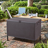 Grand bac de rangement en PE - Conteneur de rangement pliable multifonction moulé par injection, capacité 450L, couvercle verrouillable en PP, style américain
