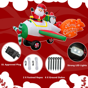Père Noël pilotant un <span class=keywords><strong>avion</strong></span> avec des pingouins, lumière LED, best-seller transfrontalier, décorations gonflables imperméables pour l'extérieur - Product Image 3
