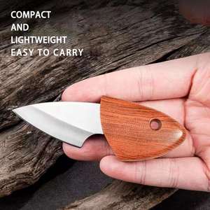 Petit couteau pliant EDC avec manche en bois, mini-outil de poche en acier inoxydable en forme de dauphin, coupe-usage portable pour un usage quotidien - Product Image 4
