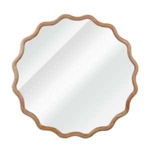 Miroir décoratif rond ondulé en bois massif de 24 pouces, couleur bois naturel, pour chambre à coucher, salle de bain, salon, entrée - Product Image 2