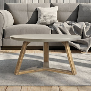 VN OEM Ensemble de meubles d'intérieur décoratifs nouveau design moderne pour l'extérieur table basse ronde en béton à trois pieds en ciment - Product Image 5