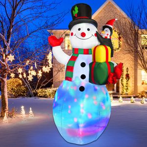 Zukakii 6ft/1.8m Luân phiên giáng sinh trang trí ngoài trời đầy màu sắc đèn LED Snowman <span class=keywords><strong>inflatables</strong></span> nhà máy bán buôn - Product Image 1