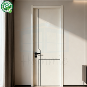 Puerta de Madera MDF de Núcleo Sólido Minimalista, Venta Caliente, Color de Madera Laminada con Chapa Interior para Dormitorio - Product Image 4
