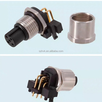 M12 90-degree Bend Needle PCB Board Welding Socket Connector Aviation Plug Matching Male-female Sockets 5-pin Multi-core