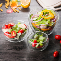 Offre Spéciale – Bols à Salade et Bols à Soupe en Verre Double Paroi Poli Écologique Transparent pour la Maison, la Cuisine et la Restauration