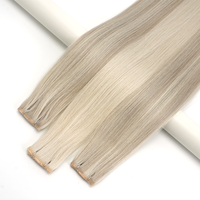 Extensiones de Cabello Humano Remy Ruso de Primera Calidad, Trama de Seda de Mariposa de Lujo, Trama Ultrafina Sin Costuras para Salones Profesionales
