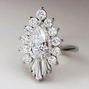 Bague de fiançailles de luxe A116 pour femme, diamant naturel taille poire, couleur D, bijoux en diamant blanc - Product Image 6