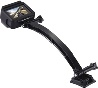 Kit d'extension de casque 3-en-1 pour caméras d'action GoPro/Insta360/DJI - Perche de montage incurvée pour enregistrement facial sur casque de moto