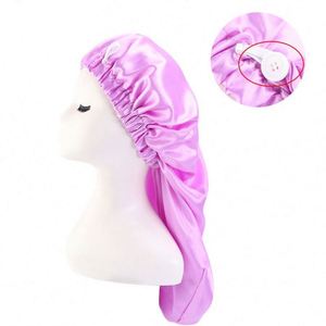 GTOP Bonnet de nuit en satin long personnalisé avec logo, à bouton, haute élasticité, pour soins capillaires, chimiothérapie, voyage, unisexe - Product Image 4