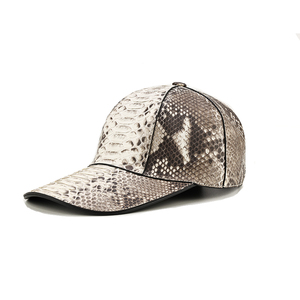 ZENOS High-End Custom 6-Panel Silver Copper Buckle Python Skin Leather <b>Waterproof</b> Baseball Cap Khaki Sports Golf Travel <b>Hat</b> - Product Image 2