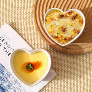 Factory direct sales of high-end ceramic heart-shaped bowls, baking tools, pudding bowls, household souffl dessert bowls, - Product Image 1