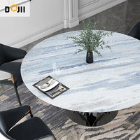 Ensemble de 4 meubles de salle à manger élégants de haute qualité en argent brillant avec dessus en marbre de cuisine nouveau modèle avec table ronde