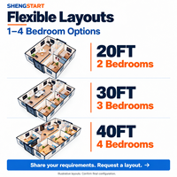 Maison conteneur préfabriquée extensible prête à vivre 20ft 40ft entièrement finie avec cuisine et salle de bain