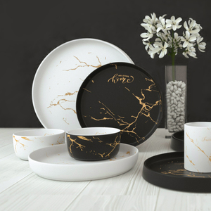 Europe Style Large Inventory Restaurant Hotels Gold Rim Dinner <b>Plate</b> Wedding Transparent Glass <b>Plates</b> Sets Dinnerware Set - Product Image 2