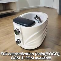 Fauteuil de pédicure portable LED 7 couleurs avec lumière, rond, pour massage et surf, bain de pieds profond en acrylique, spa à bulles pour salon de manucure