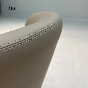 Modern Taupe PU Leather Dining <b>Chair</b> Curved <b>Back</b> Polished Silver Tapered Legs for Hotel Restaurant Home - Product Image 5