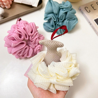 Éponge de bain ronde exfoliante à grand épurateur pour corps fleur brosse bouffée bain luffa maille douche