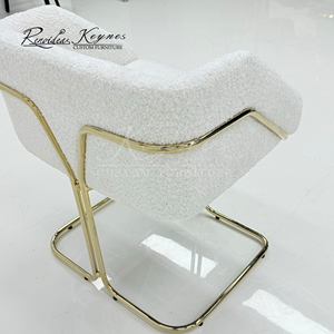 Keynes Luxury Teddy Fabric Cantilever Dining Chair White Gold Metal Frame for Hotel Cafe Commercial Use - Product Image 5
