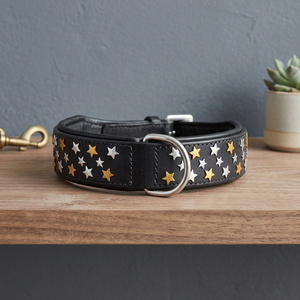 Premium Quality Handmade Soft Padded Leather Dog <b>Collar</b> With Star Decorated Wholesale Manufacturer - Product Image 2