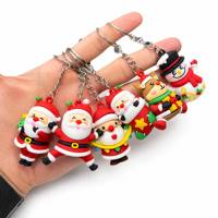 Gantungan Kunci Figur Anime 3D Kristal PVC Natal, Boneka Santa Ringan, Hiasan Tas Ransel, Hadiah Kecil Grosir