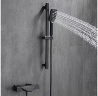 Robinet douche thermostatique en laiton, à levier unique, Style européen, robinet de bain-douche noir