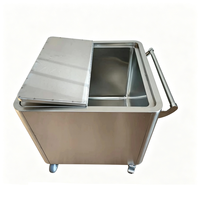 Chariot de stockage mobile en acier inoxydable pour farine et aliments secs avec couvercle et roues – Conteneur commercial pour ingrédients de boulangerie