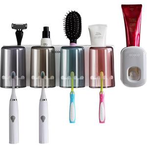 Ecoco Wall Mounted Toothbrush Holder With Toothpaste Dispenser Suction Cup Mount Bathroom Organizer Space Saving 4 Cup Rack - Product Image 5