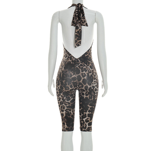 Viviblook J26JP064 Mono de verano para mujer, sexy, ajustado, sin espalda, con estampado de leopardo, mono de una pieza para discoteca - Product Image 4