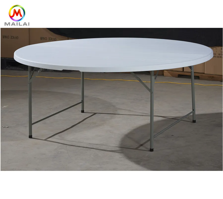 Mesa plegable de plástico para exteriores, mesa redonda para banquete, boda y comedor