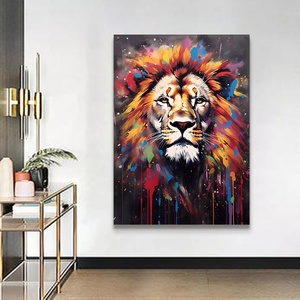 Jz phòng khách trang trí nội thất giclee sư tử tường Áp phích in đường phố lớn tường nghệ thuật hiện đại vải in POP nghệ thuật vẽ tranh - Product Image 4